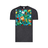 Vintage Black school boy coffe cup with camouflage seamless pattern bbs Vintage Tee - BundleAndBundleShop