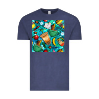 Vintage Denim school boy coffe cup with camouflage seamless pattern bbs Vintage Tee - BundleAndBundleShop