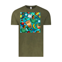 Vintage Olive school boy coffe cup with camouflage seamless pattern bbs Vintage Tee - BundleAndBundleShop