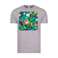 Vintage Zinc school boy coffe cup with camouflage seamless pattern bbs Vintage Tee - BundleAndBundleShop