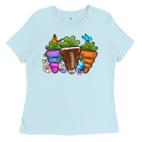 Baby Blue Football Easter sports carrots Ladies Tee - OliviaCreatesArt