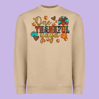 One Thankful Yaya Heavyweight Sweatshirt Designed By Jahusdesignshop