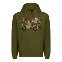 Army Green farm animals autism Premium Hoodie - RacoonDesign