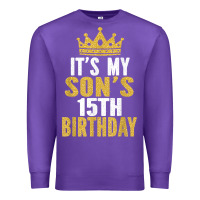 Purple it's my son's 15th birthday 15 years old boy t shirt Premium Sweatshirt - linhVisuals