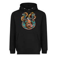 Black highland cow horseshoe Heavyweight Hoodie - JahusDesignShop