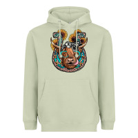 Matcha highland cow horseshoe Heavyweight Hoodie - JahusDesignShop