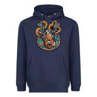 Navy highland cow horseshoe Heavyweight Hoodie - JahusDesignShop