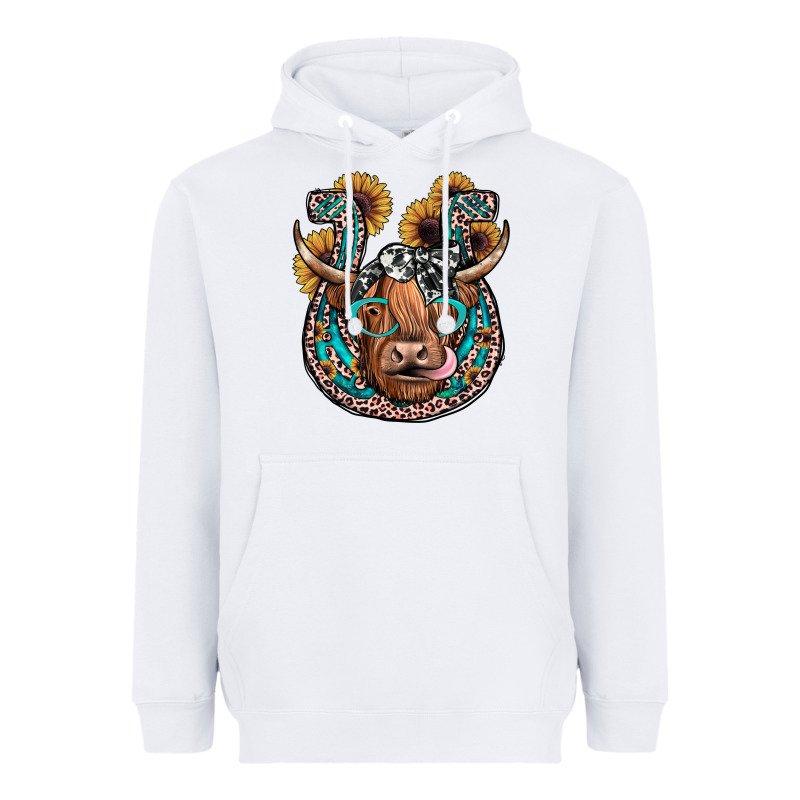 Highland Cow Horseshoe Heavyweight Hoodie by JahusDesignShop | Teevron