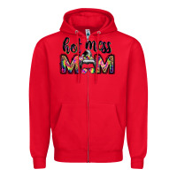 Red hot mess mom messy bun Zipper Hoodie - JahusDesignShop