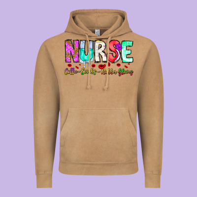 Nurse Coffee Scrubs Rubber Gloves Vintage Hoodie Designed By Cowhidedigitalart