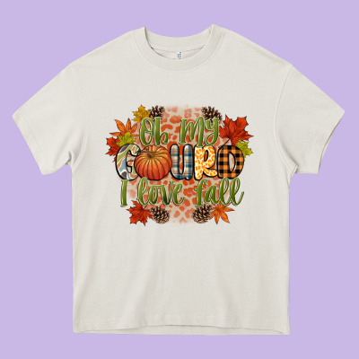 Oh My Gourd I Love Fall Heavy Core Tee Designed By Cowgirlartshop