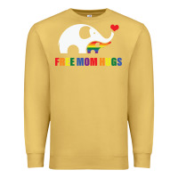 Antique Gold free mom hugs pride elephant rainbow Premium Sweatshirt - linhVisuals