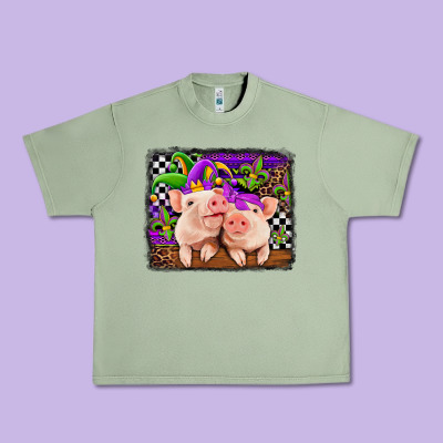 Mardi Gras Western Leopard Pigs Urban Heavy Tee Designed By Jasminsmagicworld