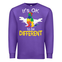 Purple it’s ok to be different autism dinosaur Premium Sweatshirt - linhVisuals