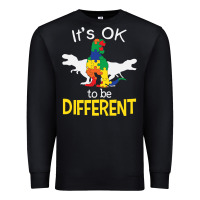 Black it’s ok to be different autism dinosaur Premium Sweatshirt - linhVisuals