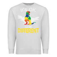 Dove Grey it’s ok to be different autism dinosaur Premium Sweatshirt - linhVisuals