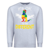 Heather Grey it’s ok to be different autism dinosaur Premium Sweatshirt - linhVisuals