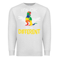Oatmeal Heather it’s ok to be different autism dinosaur Premium Sweatshirt - linhVisuals