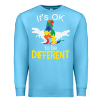 Ocean Blue it’s ok to be different autism dinosaur Premium Sweatshirt - linhVisuals