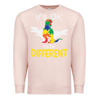 Pale Pink it’s ok to be different autism dinosaur Premium Sweatshirt - linhVisuals