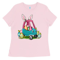 Bubblegum Pink Easter toddler car Ladies Tee - OliviaCreatesArt