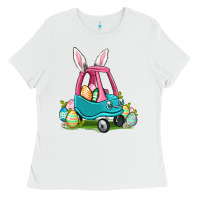 White Easter toddler car Ladies Tee - OliviaCreatesArt
