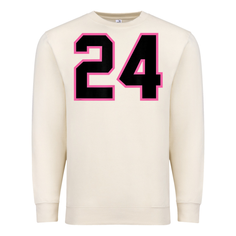Number 24 Sports Jersey Athlete Fan Pink Black Lucky Number T Shirt Premium Sweatshirt by linhVisuals | Teevron