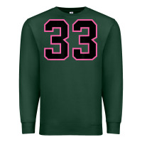 Sports Green number 33 sports jersey athlete fan pink black lucky number t shirt Premium Sweatshirt - linhVisuals