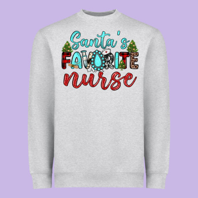 Santa S Favorite Nurse Heavyweight Sweatshirt Designed By Jahusdesignshop