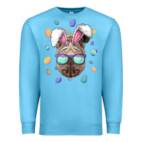 Ocean Blue rhino easter bunny ears funny easter eggs hunting sweatshirt Premium Sweatshirt - linhVisuals