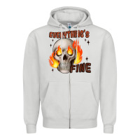 Dove Grey everythings fine Zipper Hoodie - JahusDesignShop