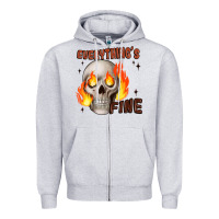 Heather Grey everythings fine Zipper Hoodie - JahusDesignShop