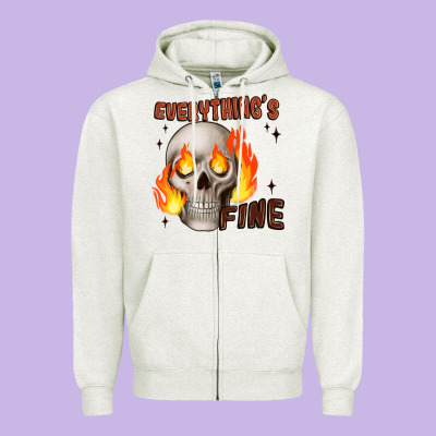 Everythings Fine Zipper Hoodie Designed By Jahusdesignshop