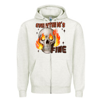 Oatmeal Heather everythings fine Zipper Hoodie - JahusDesignShop