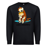 Black newcalvin and hobbes [tyellow] Premium Sweatshirt - linhVisuals