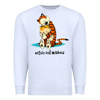 White newcalvin and hobbes [tyellow] Premium Sweatshirt - linhVisuals