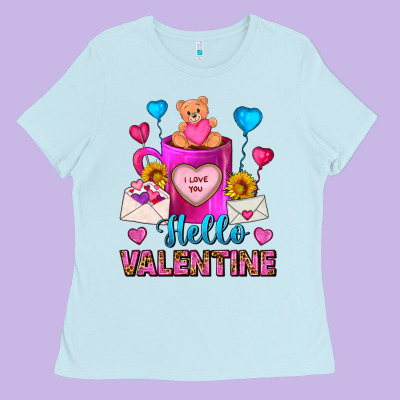 Hello Valentine Valentine's Day Coffee Mug Ladies Tee Designed By Fadigitalartstudio