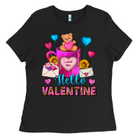 Black Hello Valentine Valentine's Day Coffee Mug Ladies Tee - FaDigitalArtStudio