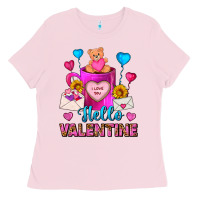 Bubblegum Pink Hello Valentine Valentine's Day Coffee Mug Ladies Tee - FaDigitalArtStudio