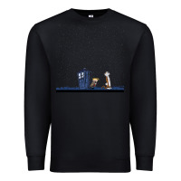 Black newcalvin and hobbes night star tardis Premium Sweatshirt - linhVisuals