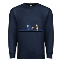 Navy newcalvin and hobbes night star tardis Premium Sweatshirt - linhVisuals