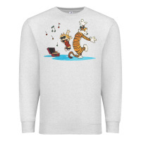 Oatmeal Heather newcalvin and hobbes sing 09 Premium Sweatshirt - linhVisuals