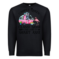 Black newcamper queen classy sassy and a bit smart assy Premium Sweatshirt - linhVisuals