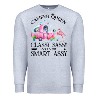 Heather Grey newcamper queen classy sassy and a bit smart assy Premium Sweatshirt - linhVisuals