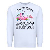 White newcamper queen classy sassy and a bit smart assy Premium Sweatshirt - linhVisuals