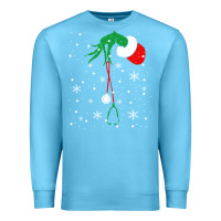 Ocean Blue newchristmas grinch hand holding a stethoscope Premium Sweatshirt - linhVisuals