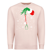 Pale Pink newchristmas grinch hand holding a stethoscope Premium Sweatshirt - linhVisuals