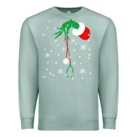 Seafoam newchristmas grinch hand holding a stethoscope Premium Sweatshirt - linhVisuals