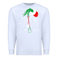 White newchristmas grinch hand holding a stethoscope Premium Sweatshirt - linhVisuals