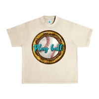 Sandshell baseball with sunflower round earrings Urban Heavy Tee - BundleAndBundleShop